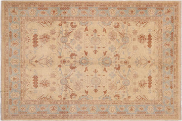 handmade Traditional Kafkaz Chobi Ziegler Beige Blue Hand Knotted RECTANGLE 100% WOOL area rug 9 x 11